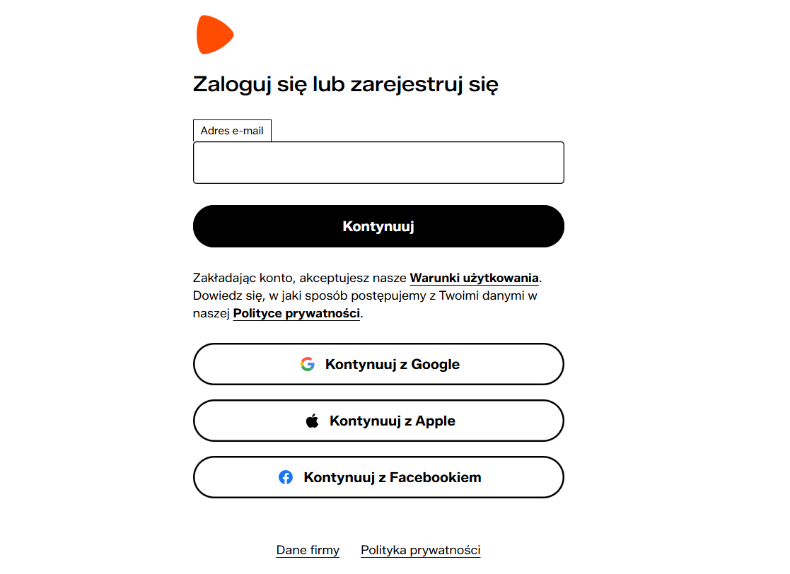 Formularz logowania Zalando