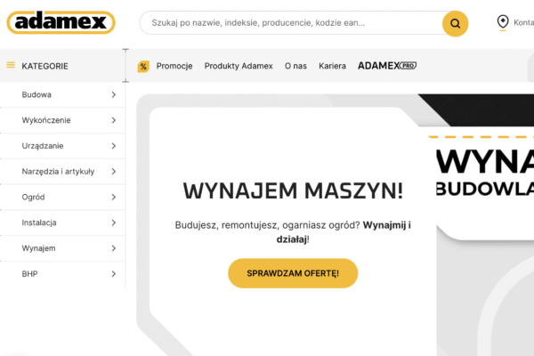 Wzrost sprzedaży online o 62%: budowa nowoczesnej platformy B2B dla hurtowni budowlanej Adamex
